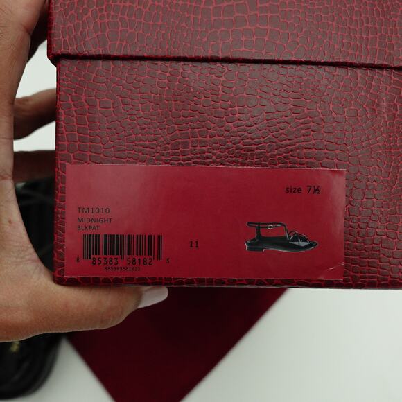 NWT Tamara Mellon Black Patent Leather Slingback Comfort Minimalist Flats 7.5 - Picture 6 of 8